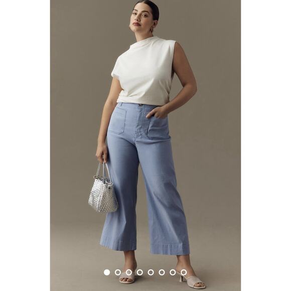 MWT Anthropologie Maeve The Colette Crop Wide Leg Pants Size 20W Lilac Purple - Picture 2 of 11